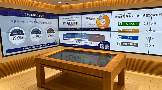 シエリアタワー大阪堀江の店頭パネル＆デジタルサイネージ